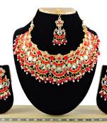 Red designer function wear ad necklace set