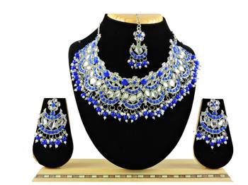 Blue designer function wear ad necklace set 1