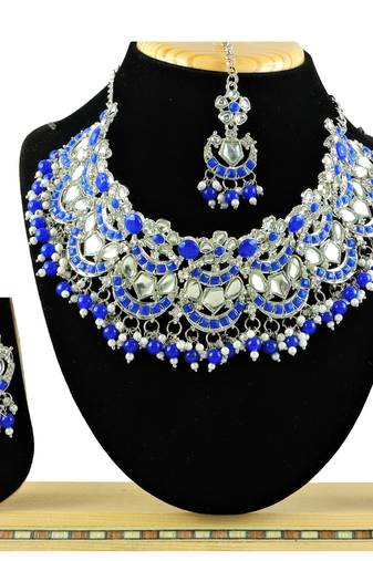 Blue designer function wear ad necklace set