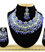 Blue designer function wear ad necklace set