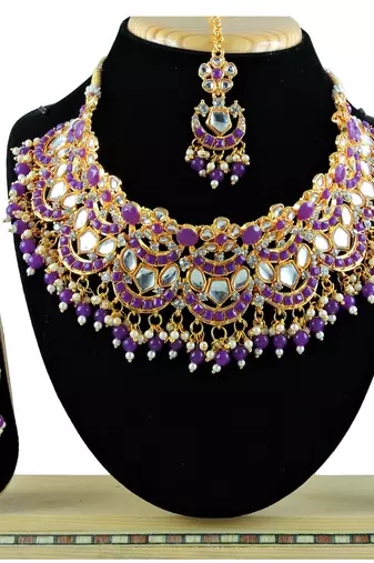 Purple designer function wear ad necklace set