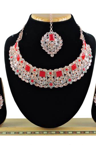 Green designer function wear ad necklace set