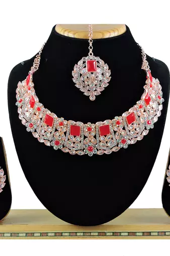 Green designer function wear ad necklace set