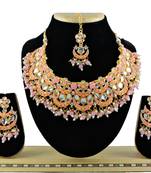 Pink designer function wear ad necklace set