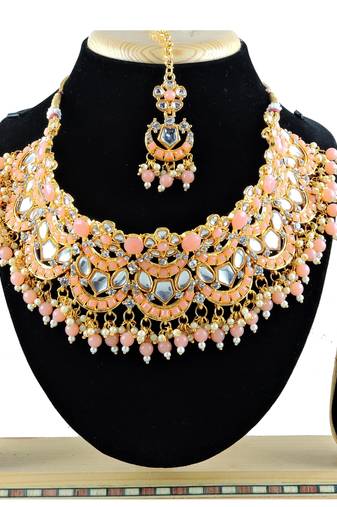 Orange designer function wear ad necklace set