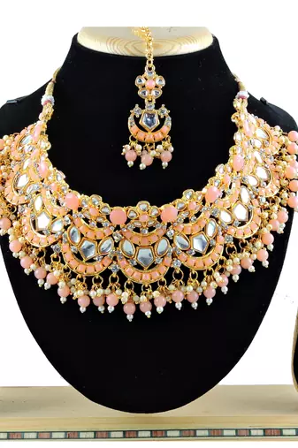 Orange designer function wear ad necklace set