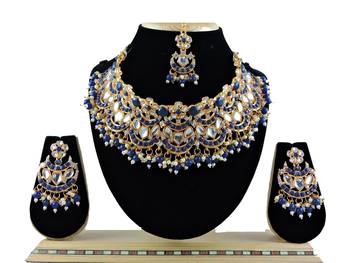 Blue designer function wear ad necklace set 1