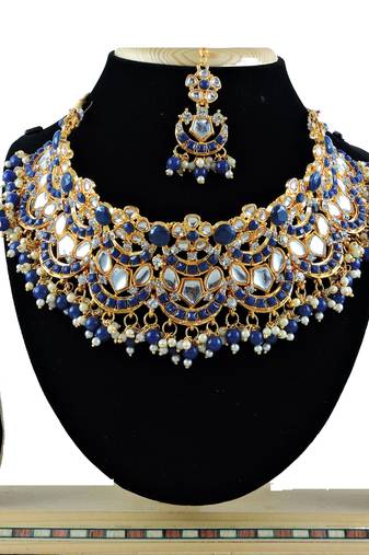 Blue designer function wear ad necklace set