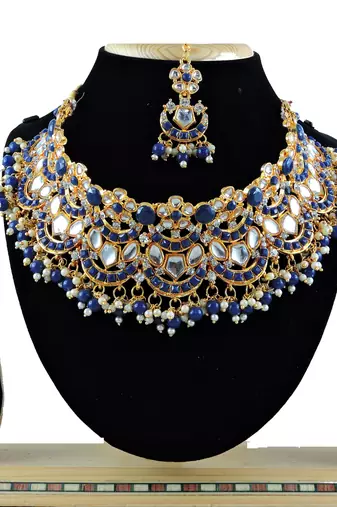 Blue designer function wear ad necklace set