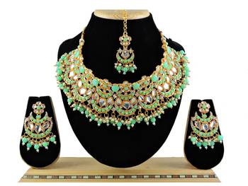 Green designer function wear ad necklace set 1