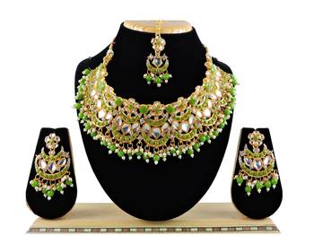 Green designer function wear ad necklace set 1