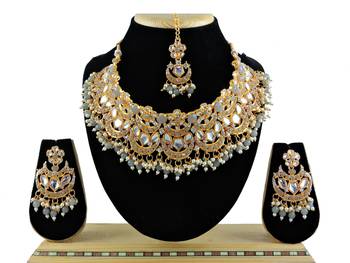 Grey designer function wear ad necklace set 1
