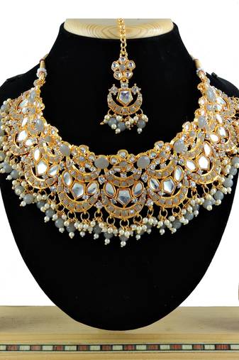 Grey designer function wear ad necklace set