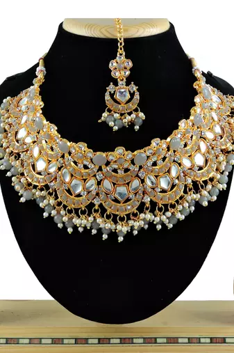 Grey designer function wear ad necklace set