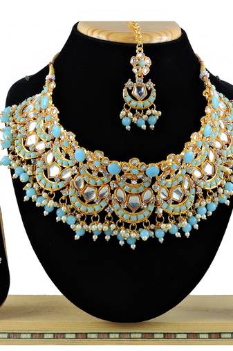 Turquoise designer function wear ad necklace set