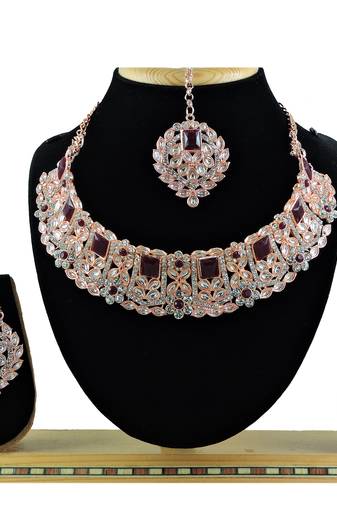 Purple designer function wear ad necklace set