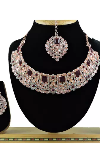 Purple designer function wear ad necklace set