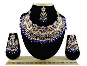 Blue designer function wear ad necklace set 1