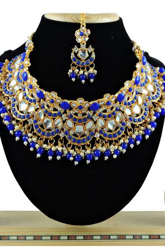 Blue designer function wear ad necklace set