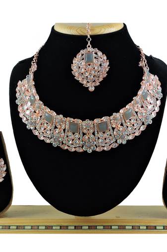 Pink designer function wear ad necklace set