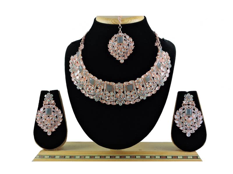Pink designer function wear ad necklace set