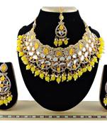 Yellow designer function wear ad necklace set