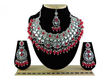 Red designer function wear ad necklace set 1
