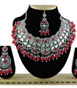 Red designer function wear ad necklace set