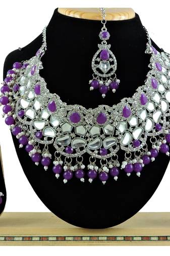 Purple designer function wear ad necklace set