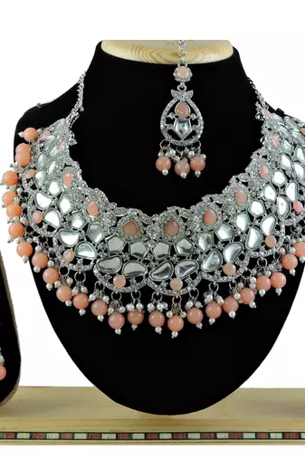 Orange designer function wear ad necklace set