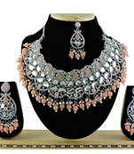 Orange designer function wear ad necklace set