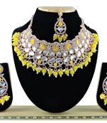 Yellow designer function wear ad necklace set