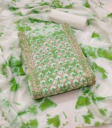 Women's green embroidered dress material