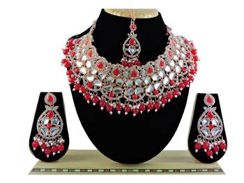 Red designer function wear ad necklace set 1