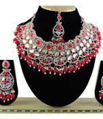 Red designer function wear ad necklace set