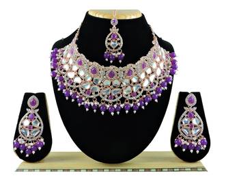 Purple designer function wear ad necklace set 1