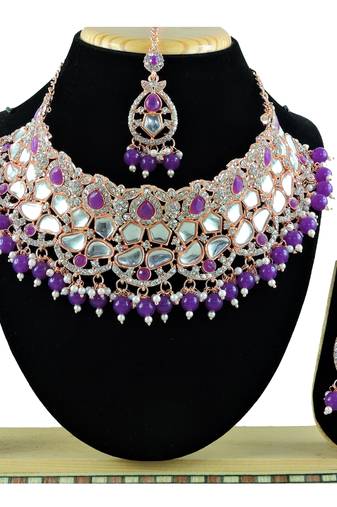 Purple designer function wear ad necklace set