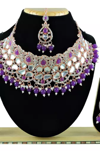 Purple designer function wear ad necklace set