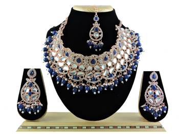 Blue designer function wear ad necklace set 1