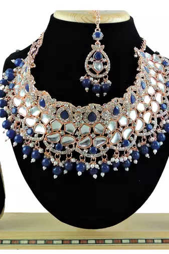 Blue designer function wear ad necklace set