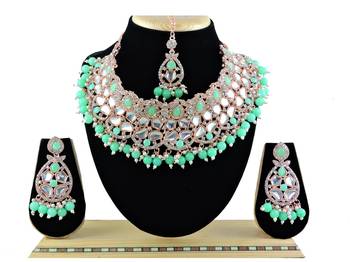 Green designer function wear ad necklace set 1