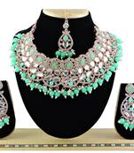 Green designer function wear ad necklace set