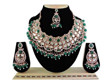 Green designer function wear ad necklace set 1