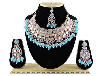 Turquoise designer function wear ad necklace set 1