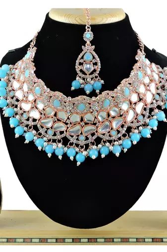 Turquoise designer function wear ad necklace set