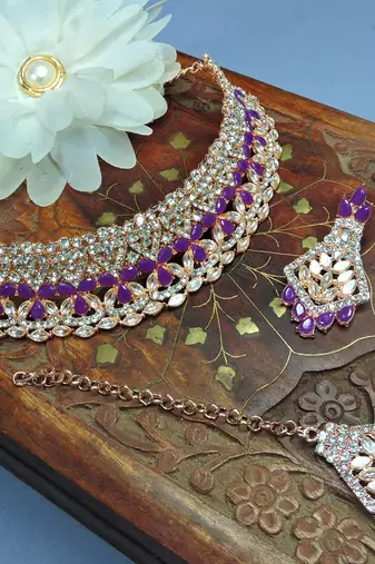Purple designer function wear ad necklace set