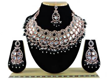 Black designer function wear ad necklace set 1