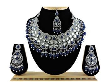 Blue designer function wear ad necklace set 1