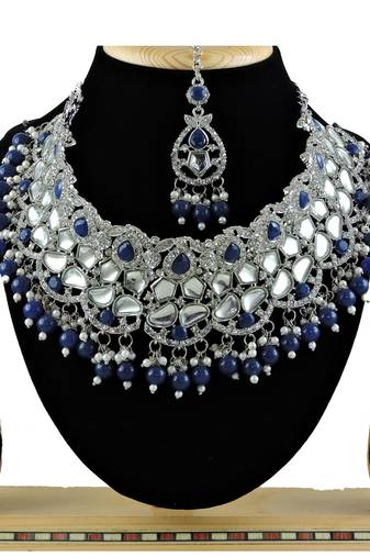 Blue designer function wear ad necklace set