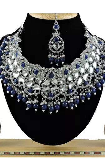 Blue designer function wear ad necklace set